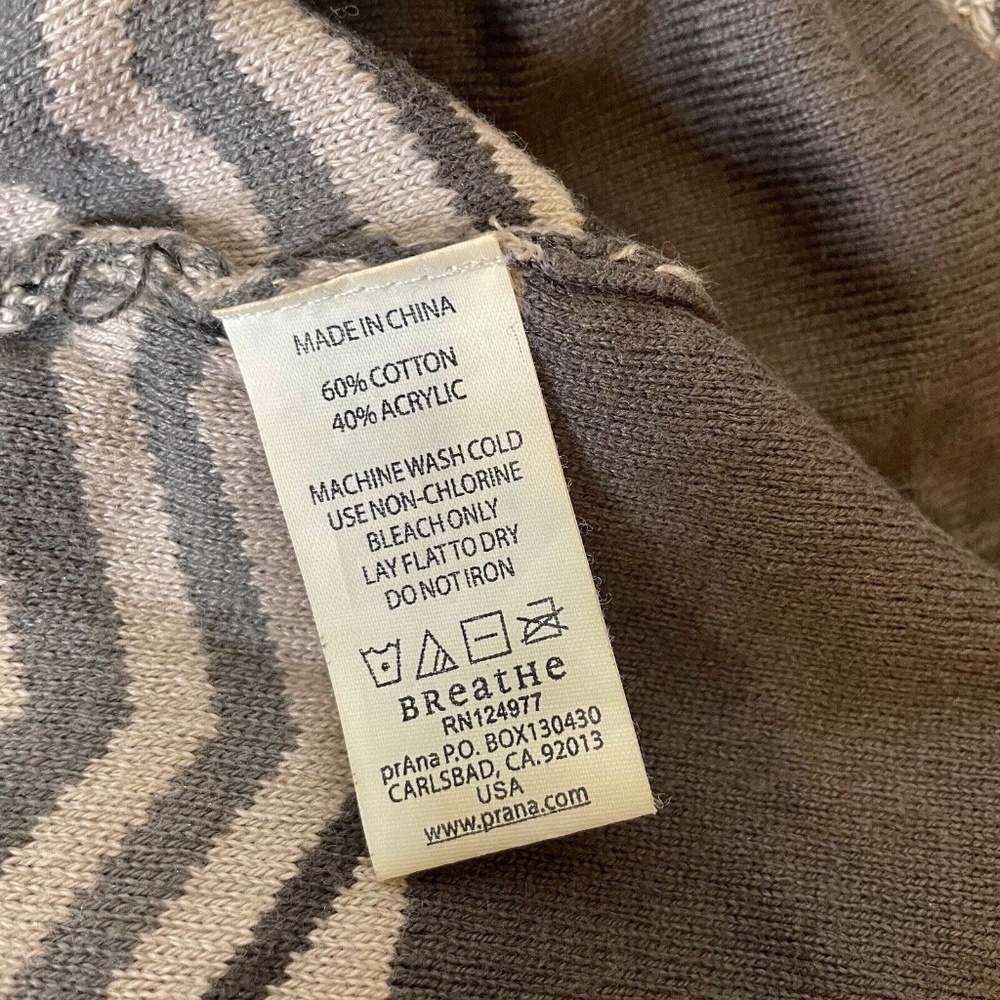 PRANA Meryl Hooded Sweater Dress Gray Chevron Stripes Knit Hoodie Medium - Picture 14 of 16